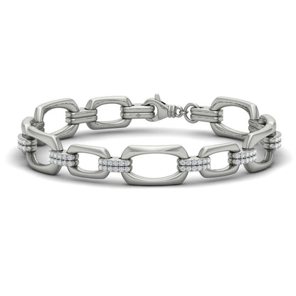 Diamond Accent East West Open Oval Link Bracelet