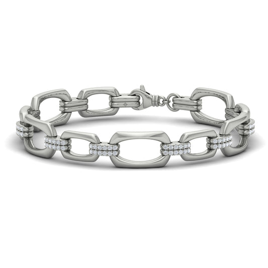 Diamond Accent East West Open Oval Link Bracelet