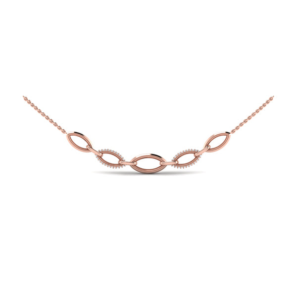 Open Navette Silhouette Alternating Diamonds Necklace