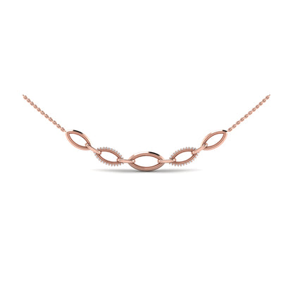 Open Navette Silhouette Alternating Diamonds Necklace