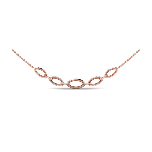 Open Navette Silhouette Alternating Diamonds Necklace