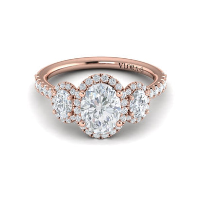 Triple Halo Oval Engagement Ring