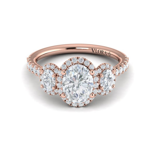Triple Halo Oval Engagement Ring