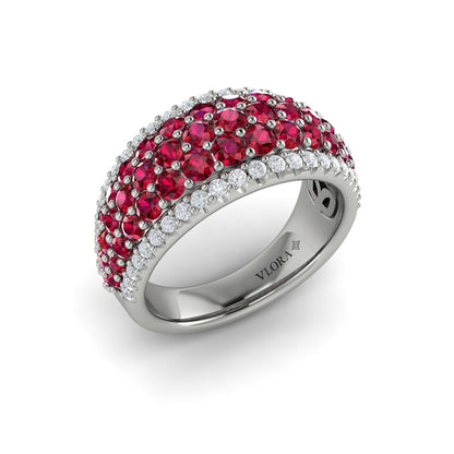 Diamond and Ruby Multi-Row Statement Ring