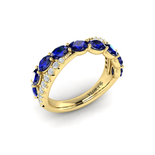 Multi Diamond and Sapphire Twist Statement Ring