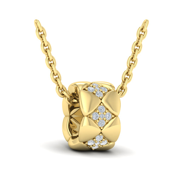 Diamond Cluster Barrel Pendant Necklace