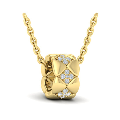 Diamond Cluster Barrel Pendant Necklace