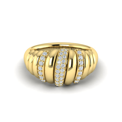 Sculpted Dome Triple Pavé Diamond Ring