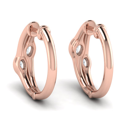 Oval Shaped Diamond Bezel‑Set Two‑Stone Huggies