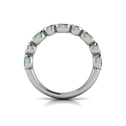 Oval and Round Bezel Set Diamond and Emerald Ring
