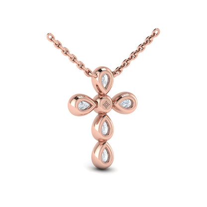 Pear Shape Bezel Set Diamond Cross Pendant