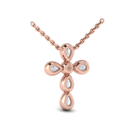 Pear Shape Bezel Set Diamond Cross Pendant
