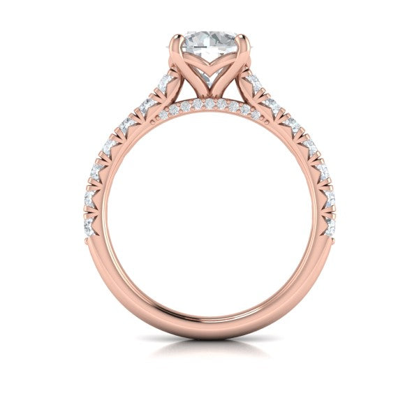 French Cathedral Round Diamond Engagement Ring