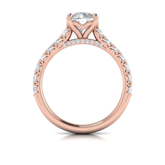 French Cathedral Round Diamond Engagement Ring