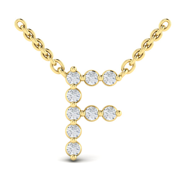 Diamond Alphabet Pendant Necklace, F
