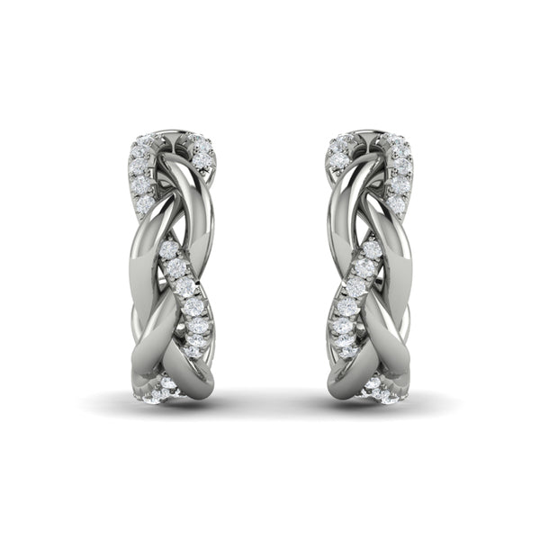 Alternating Diamond Twist Huggie Hoop Earrings