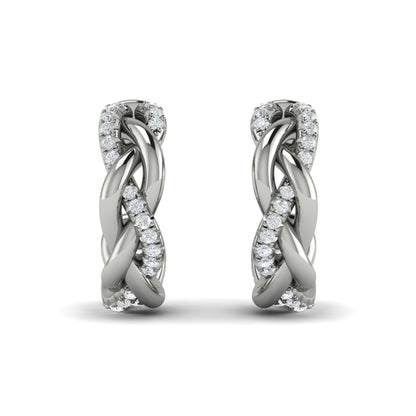 Alternating Diamond Twist Huggie Hoop Earrings