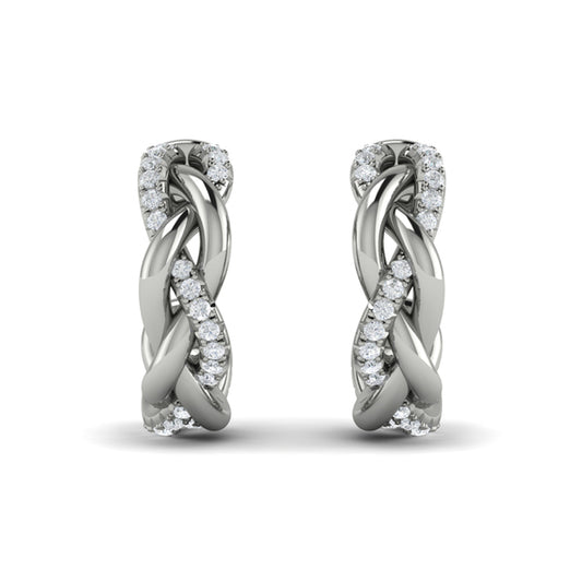 Alternating Diamond Twist Huggie Hoop Earrings