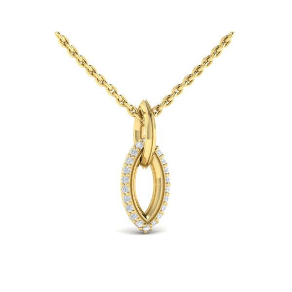 Open Navette Silhouette wtih Diamonds Pendant