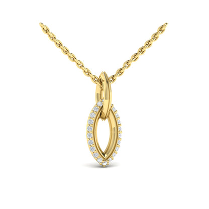 Open Navette Silhouette wtih Diamonds Pendant
