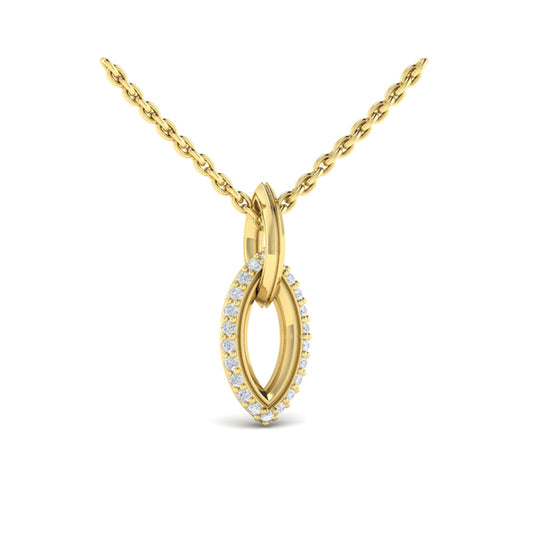 Open Navette Silhouette wtih Diamonds Pendant