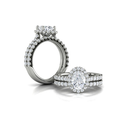 Floral Halo Oval Engagement Ring