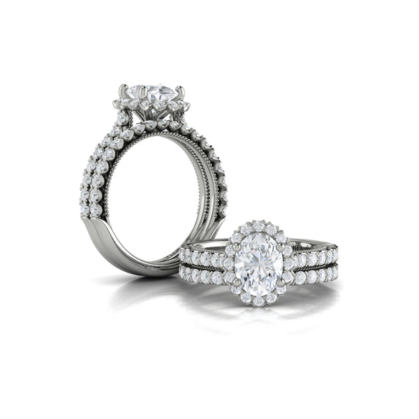 Floral Halo Oval Engagement Ring