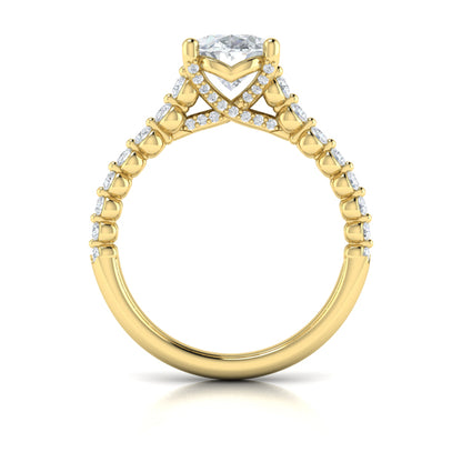 Oval Diamond Engagement Ring with Double Row Diamond Band