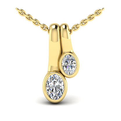 Bezel‑set Oval Diamond Double‑Drop Necklace