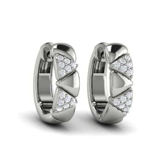 Double Diamond Trinity Huggie Earrings