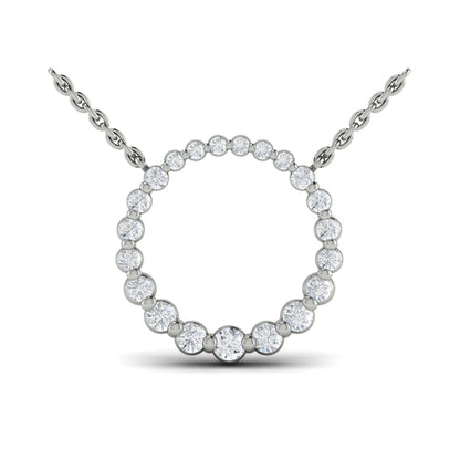 Graduated Round Diamond Open Circle Pendant