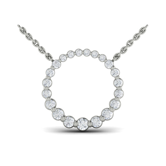 Graduated Round Diamond Open Circle Pendant