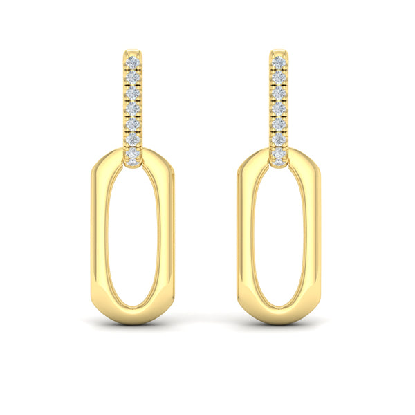 Diamond Accent North South Open Oval Pendant Link Earrings