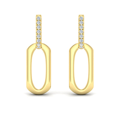 Diamond Accent North South Open Oval Pendant Link Earrings