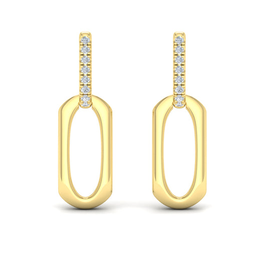 Diamond Accent North South Open Oval Pendant Link Earrings