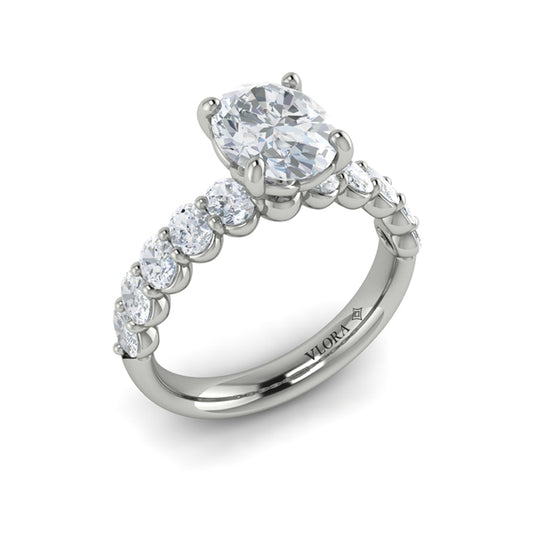 Oval Classic Engagement Ring in Platinum by Vlora Bridal