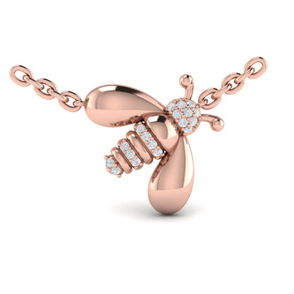 Bee Diamond Pavé Pendant Necklace
