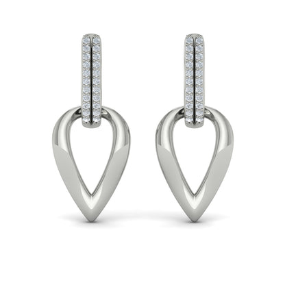 Diamond Accent Open Tear Drop Link Earrings