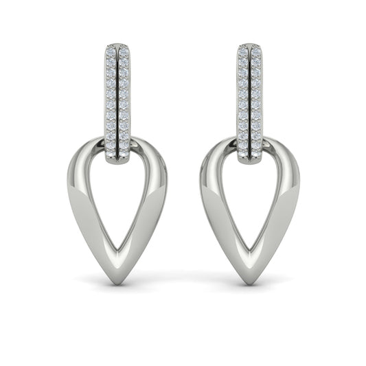 Diamond Accent Open Tear Drop Link Earrings