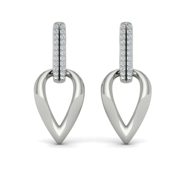 Diamond Accent Open Tear Drop Link Earrings