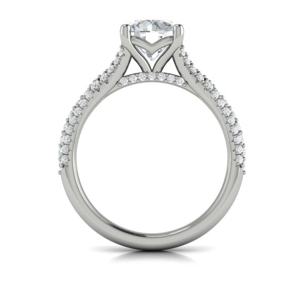 Round Classic, Split Shank Engagement Ring in Platinum by Vlora Bridal