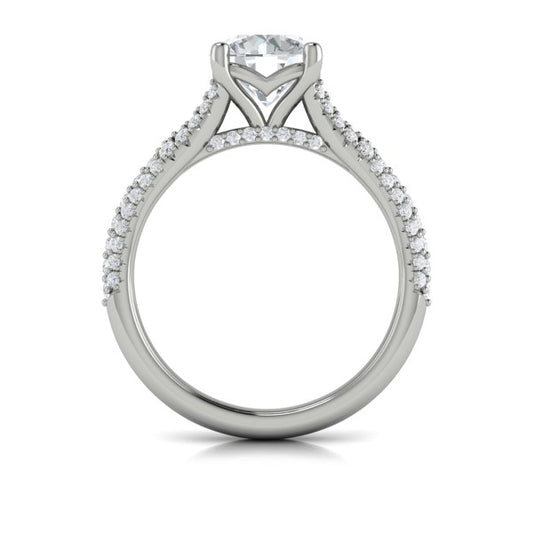 Round Classic, Split Shank Engagement Ring in Platinum by Vlora Bridal