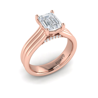 Fluted Emerald Cut Engagement Ring