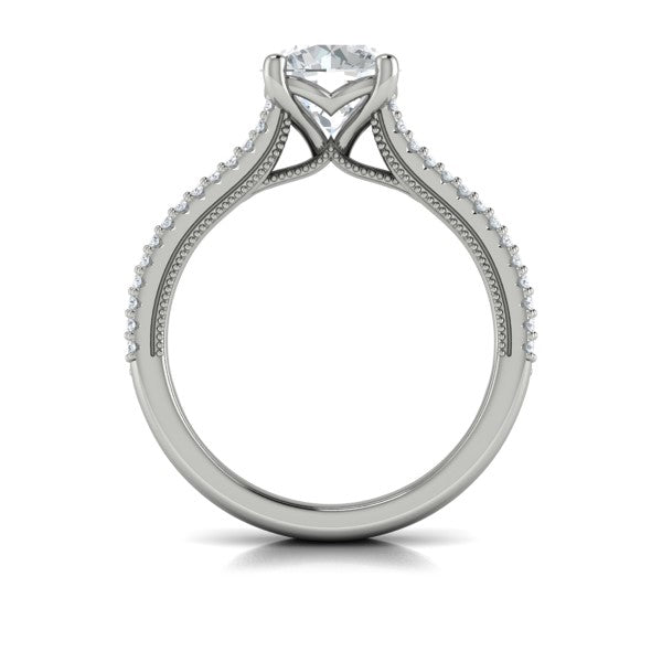 Round Classic, Modern Vintage Engagement Ring in Platinum by Vlora Bridal
