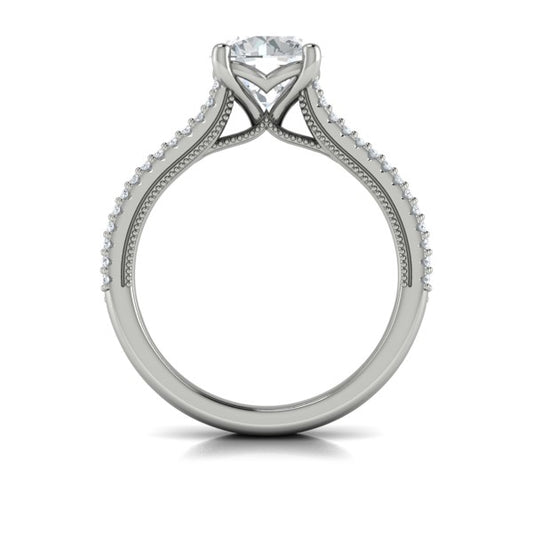 Round Classic, Modern Vintage Engagement Ring in Platinum by Vlora Bridal
