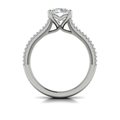 Bold Cathedral Round Diamond Engagement Ring
