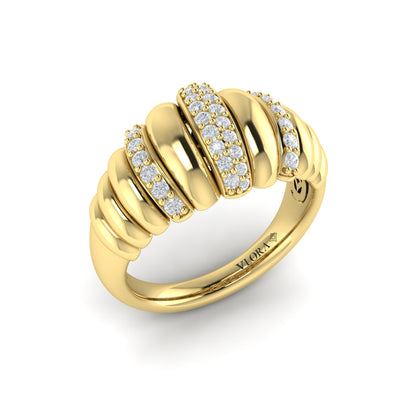 Sculpted Dome Triple Pavé Diamond Ring