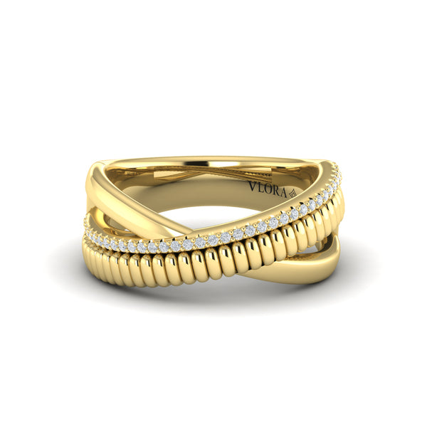 Textured Crossover Diamond Ring