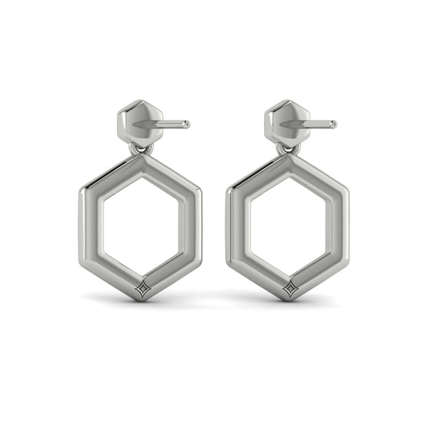 Channel Set Diamond Open Honeycomb Drop Stud Earrings