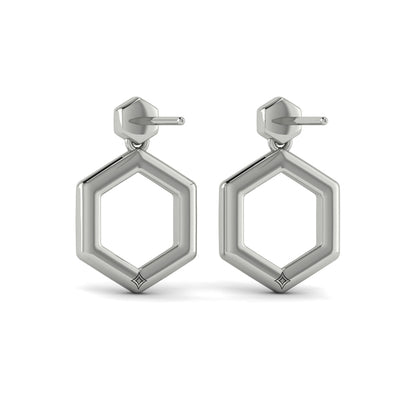 Channel Set Diamond Open Honeycomb Drop Stud Earrings